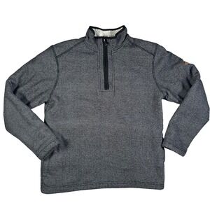 Orvis Mens Medium 1/4 Zip Sherpa Lined Fleece Pullover Sweater Black White